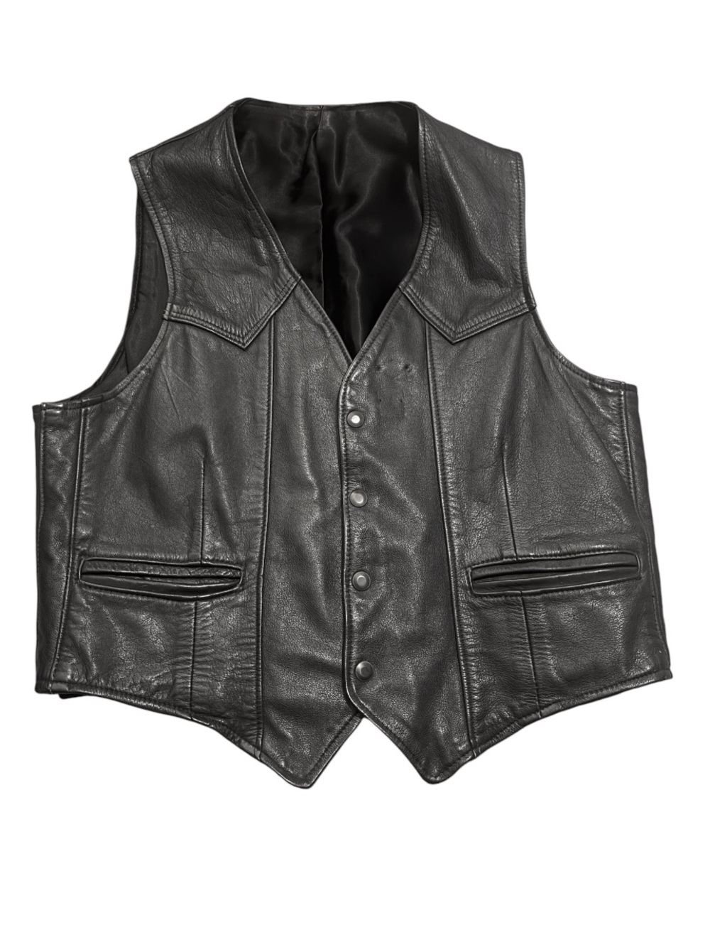 Vintage 80s Classic Black Leather Motorcycle Vest